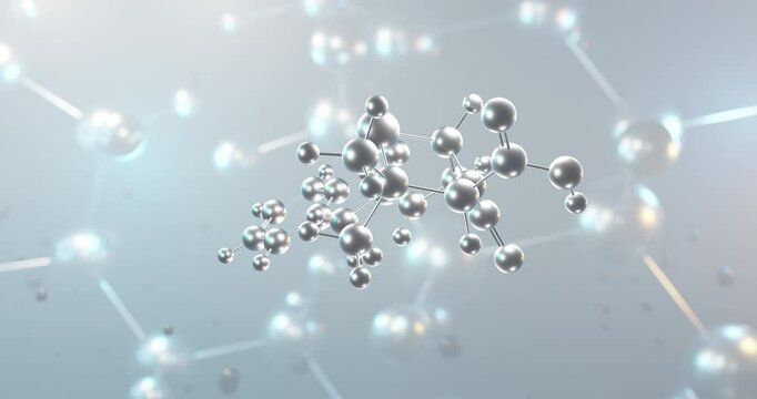 Benzylpenicillin rotating 3d molecule, molecular structure of penicillin g, seamless video