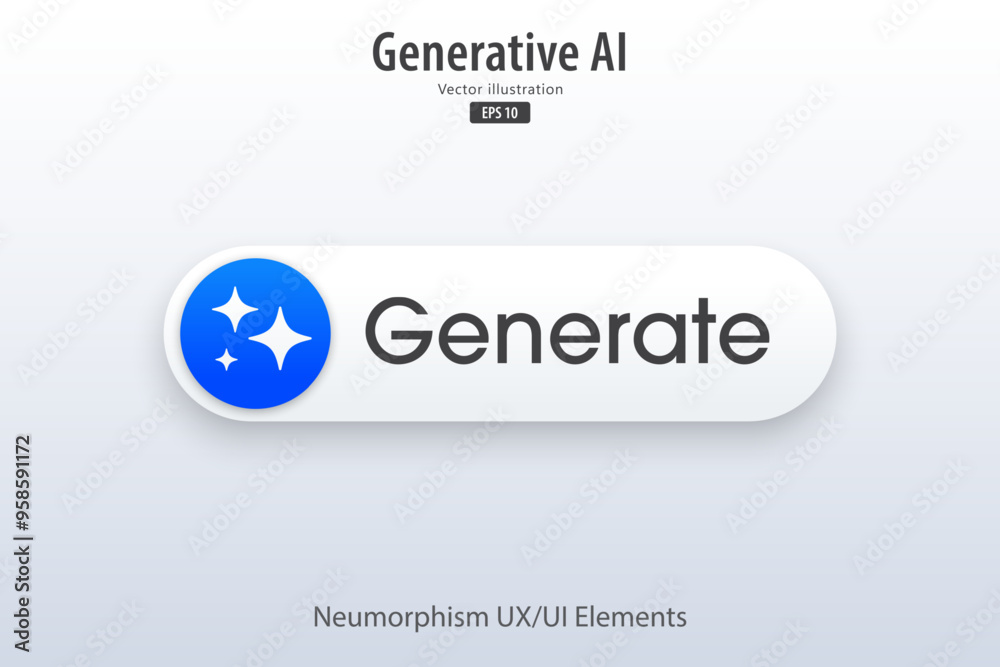 Aufkleber Generate AI button. Enter command prompt to generate ideas. 3D modern button with icon design for Apps, websites, interfaces, and mobile apps. UI UX design, Vector illustration.