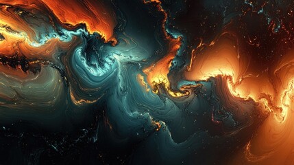 Abstract Swirling Colors and Lights in a Dark Background