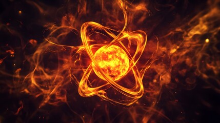33. High-contrast image of a dangerous atom with pulsating toxic molecules