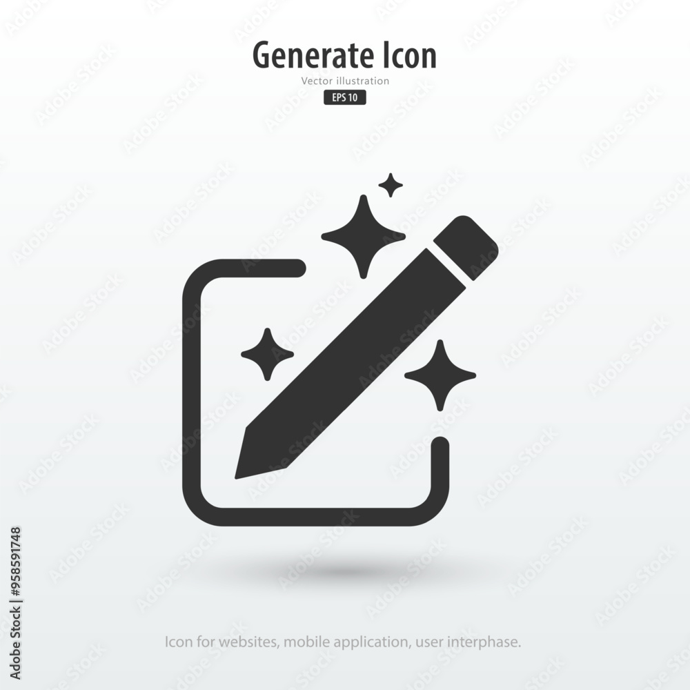 Poster AI Generated icon. Generate symbol. Enter command text to generate ideas. Artificial intelligence technology concept. Icon element for app, website and interphase. Vector illustration.