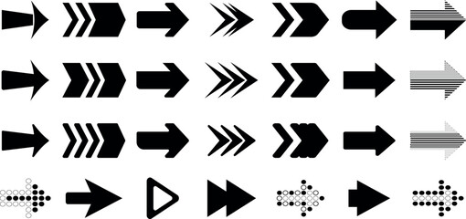 Fototapeta premium Arrow Icon Set Flat Design Editable Stroke on White Background.