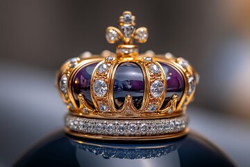 Heraldic crown, gold and jewels, atop the crest denotes royal or noble status