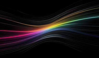 Dark grey background with rainbow colors glowing lines for social media post, business, advertising events