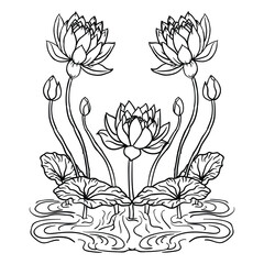 Hand drawing style of lotus vector. It is suitable for plants or flowers icon, sign or symbol.