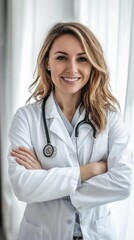 Fototapeta premium Smiling Female Doctor in White Coat