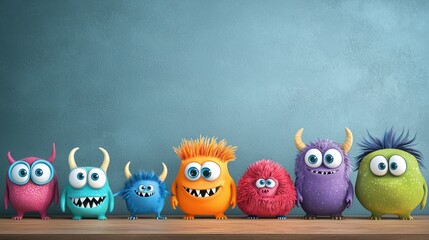 Cute monsters learning ABCs with children in a colorful classroom, engaging cartoon style, educational and fun