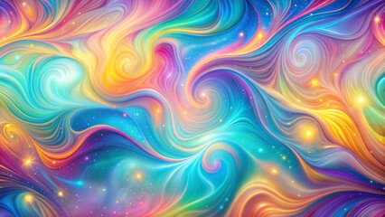 Fototapeta premium Brilliant swirling cosmic colors with sparkling stars creating a mesmerizing abstract pattern