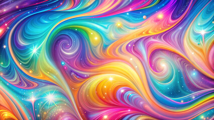 Fototapeta premium Colorful abstract cosmic swirls with luminous stars and vibrant hues creating a dreamlike effect