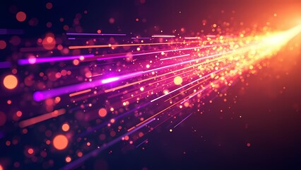 Fototapeta premium Dynamic Neon Light Trails and Bokeh Lights on Dark Gradient Background