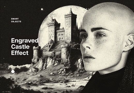 Engraved Castle Photo Effect Mockup With Generative AI