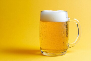 beer dark mug soft yellow background
