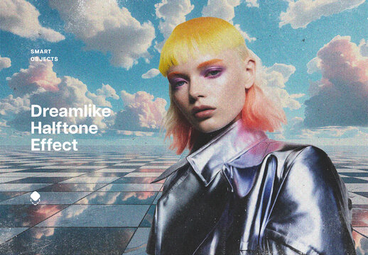 Dreamlike Halftone Photo Effect Mockup With Generative AI