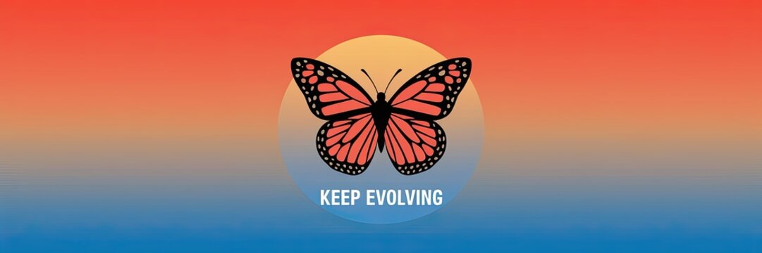 Colorful Butterfly with Keep Evolving Message