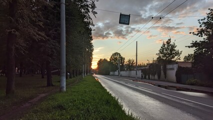 sunset in the city