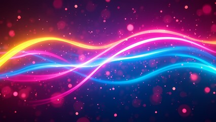 Fototapeta premium Glowing Neon Light Streaks and Bokeh Orbs in Futuristic Abstract Design