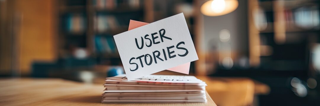 User Stories Note Cards on a Desk in Cozy Office Setting