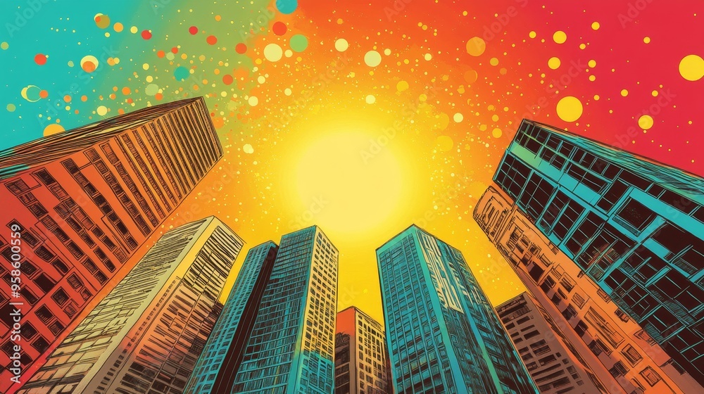 Wall mural Cityscape Sunburst.