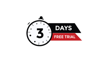 3 days free trial Countdown number banner templates. time icon. Vector Illustration 
