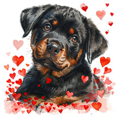 Obraz premium Beautiful Rottweiler Watercolor Clipart, Dog Colored Design for Your Corporate and Business Graphic Resource or Creative Project, Ai Generative