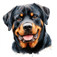Obraz premium Beautiful Rottweiler Watercolor Clipart, Dog Colored Design for Your Corporate and Business Graphic Resource or Creative Project, Ai Generative