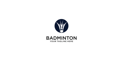 Simple badminton logo design premium vector