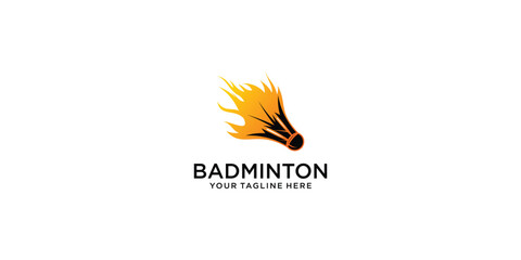 Simple badminton logo design premium vector