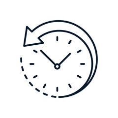 Concept of turning back time. Vector linear icon isolated on white background.