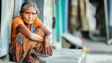 Obraz premium Elderly Woman in Urban Setting