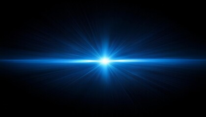 horizontal blue lens flare on black background