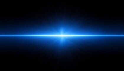 horizontal blue lens flare on black background