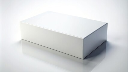 Fototapeta premium unique, design, tilted, modern, perspective, wide, A white wide horizontal rectangle box captured from a top front side angle with a tilted perspective creating a dynamic and modern photo