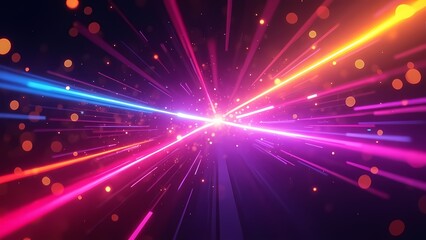 Obraz premium Vivid Neon Light Streaks and Bokeh Orbs in Dynamic Abstract Design