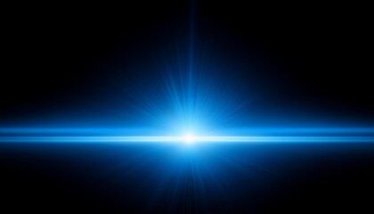 Obraz premium horizontal blue lens flare on black background