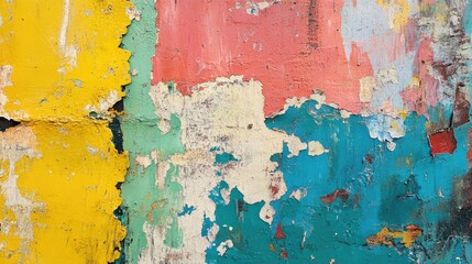 Multicolored Paint Peeling Off a Wall