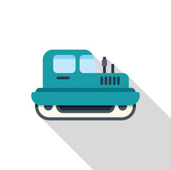 Snowcat vehicle icon in flat style with long shadow, isolated on a white background for ski resort or arctic transport concepts
