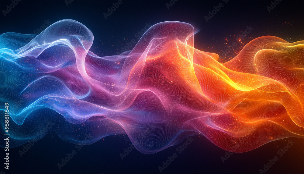Canvas Prints glowing nebula in dark galaxy, smooth wave motion generated by ai