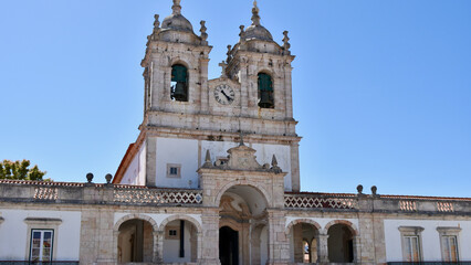 Fototapeta premium Sanctuary of Our Lady of Nazaré Monastery Facade, Nazaré, Portugal