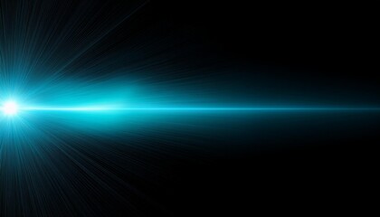 horizontal cyan lens flare on black background