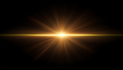 horizontal gold lens flare on black background