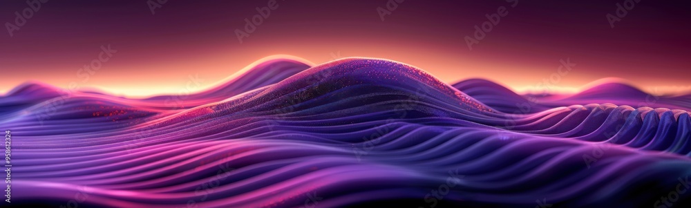 Wall mural purple and pink waves are shown in this abstract , banner, copy space