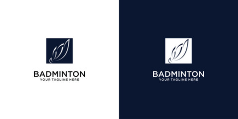 Simple badminton logo design premium vector