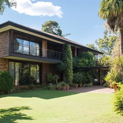 Fototapeta premium Spacious suburban property with landscaped garden 