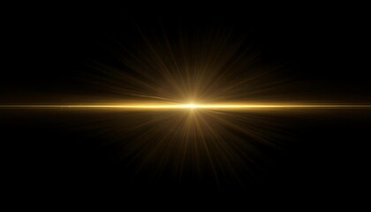 Obraz premium horizontal gold lens flare on black background