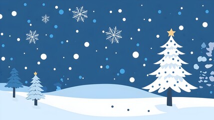 Fototapeta premium Snowy Winter Landscape with Illuminated Christmas Tree in Dreamy Fairy Tale Forest Scene