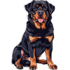 Obraz premium Beautiful Colored Stickers with Rottweiler Design, Cute Dog Graphic Resource for Creative Project, Ai Generative