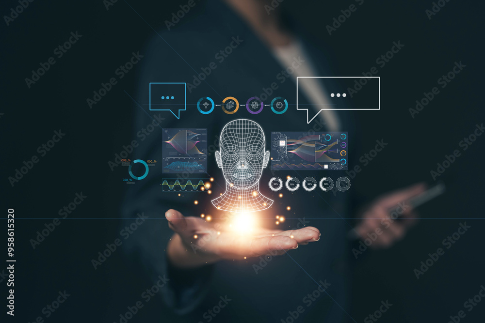  chat with ai. artificial intelligence. the concept of accessing imagination by feeding commands to a