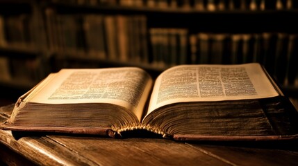 Obraz premium Open Book in a Library