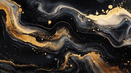 Black and Gold Abstract Marble Background
