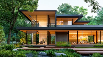 Modern Architecture House with Wooden Elements